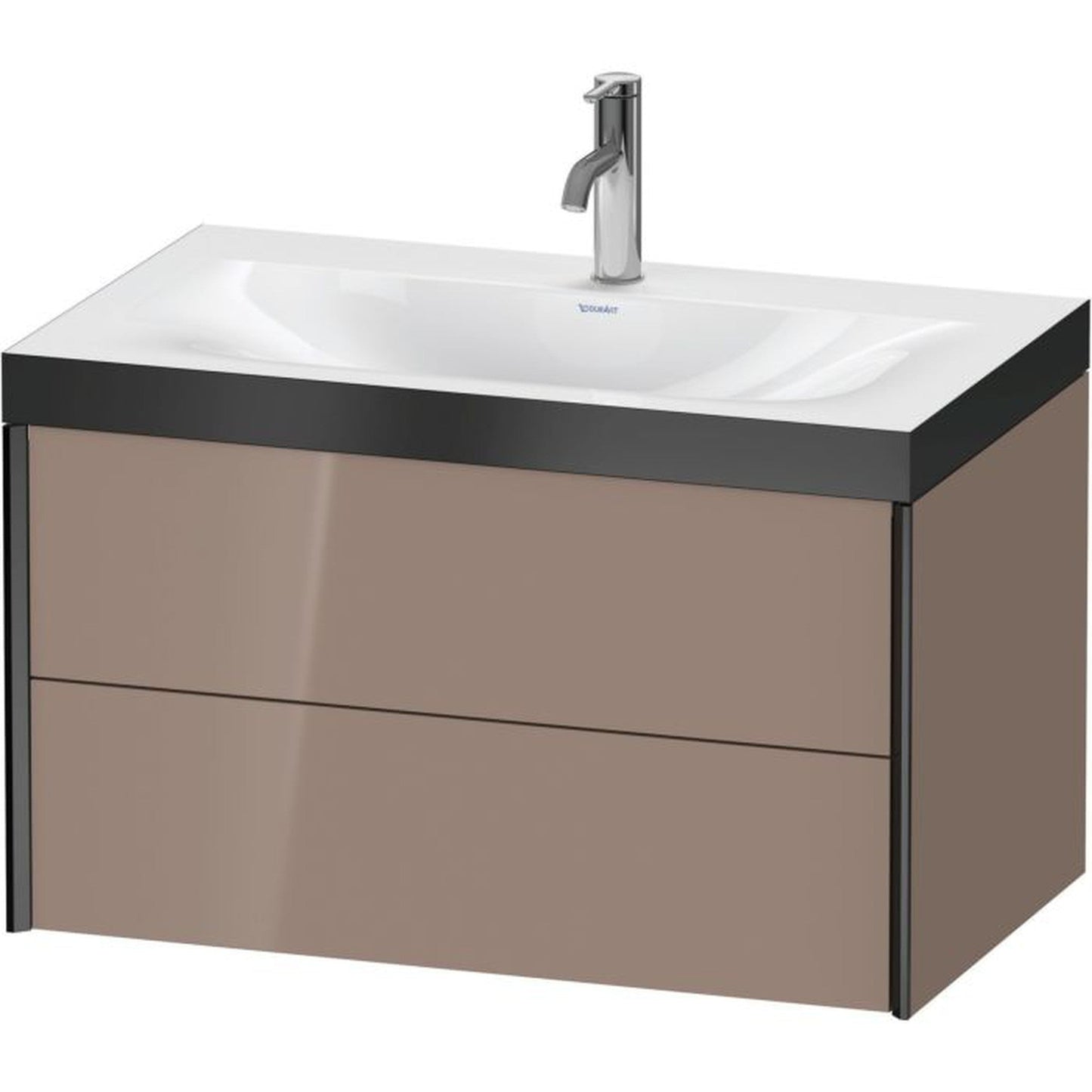 Duravit Xviu 31" x 20" x 19" Two Drawer C-Bonded Wall-Mount Vanity Kit With One Tap Hole, Cappuccino (XV4615OB286P)