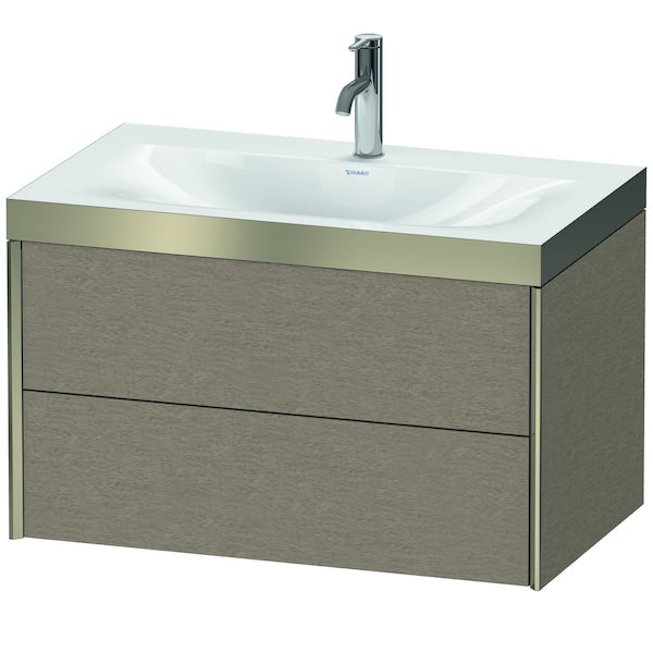 Duravit Xviu 31" x 20" x 19" Two Drawer C-Bonded Wall-Mount Vanity Kit With One Tap Hole, Cashmere Oak (XV4615OB111P)