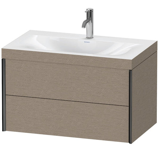 Duravit Xviu 31" x 20" x 19" Two Drawer C-Bonded Wall-Mount Vanity Kit With One Tap Hole, Cashmere Oak (XV4615OB211C)