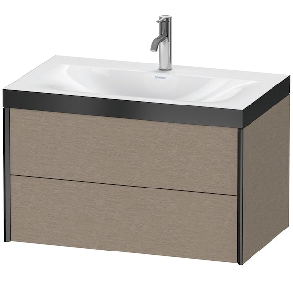 Duravit Xviu 31" x 20" x 19" Two Drawer C-Bonded Wall-Mount Vanity Kit With One Tap Hole, Cashmere Oak (XV4615OB211P)