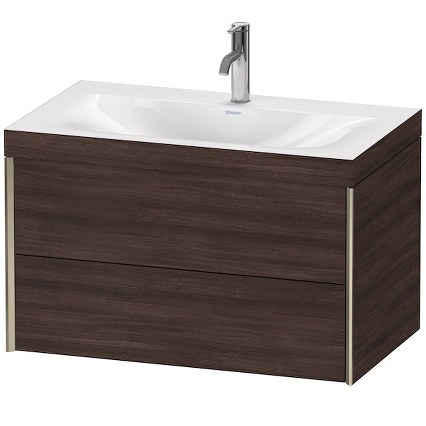 Duravit Xviu 31" x 20" x 19" Two Drawer C-Bonded Wall-Mount Vanity Kit With One Tap Hole, Chestnut Dark (XV4615OB153C)