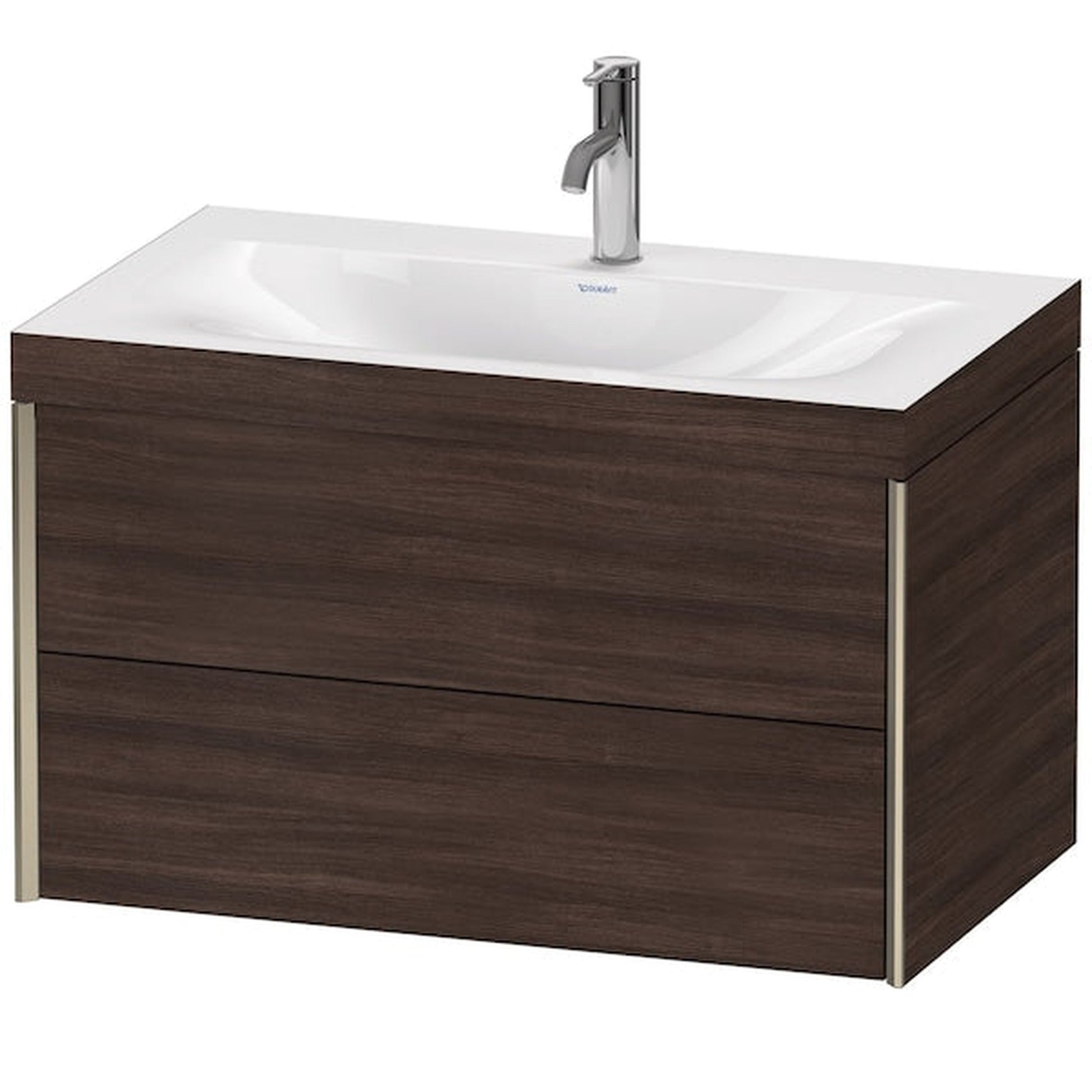 Duravit Xviu 31" x 20" x 19" Two Drawer C-Bonded Wall-Mount Vanity Kit With One Tap Hole, Chestnut Dark (XV4615OB153C)