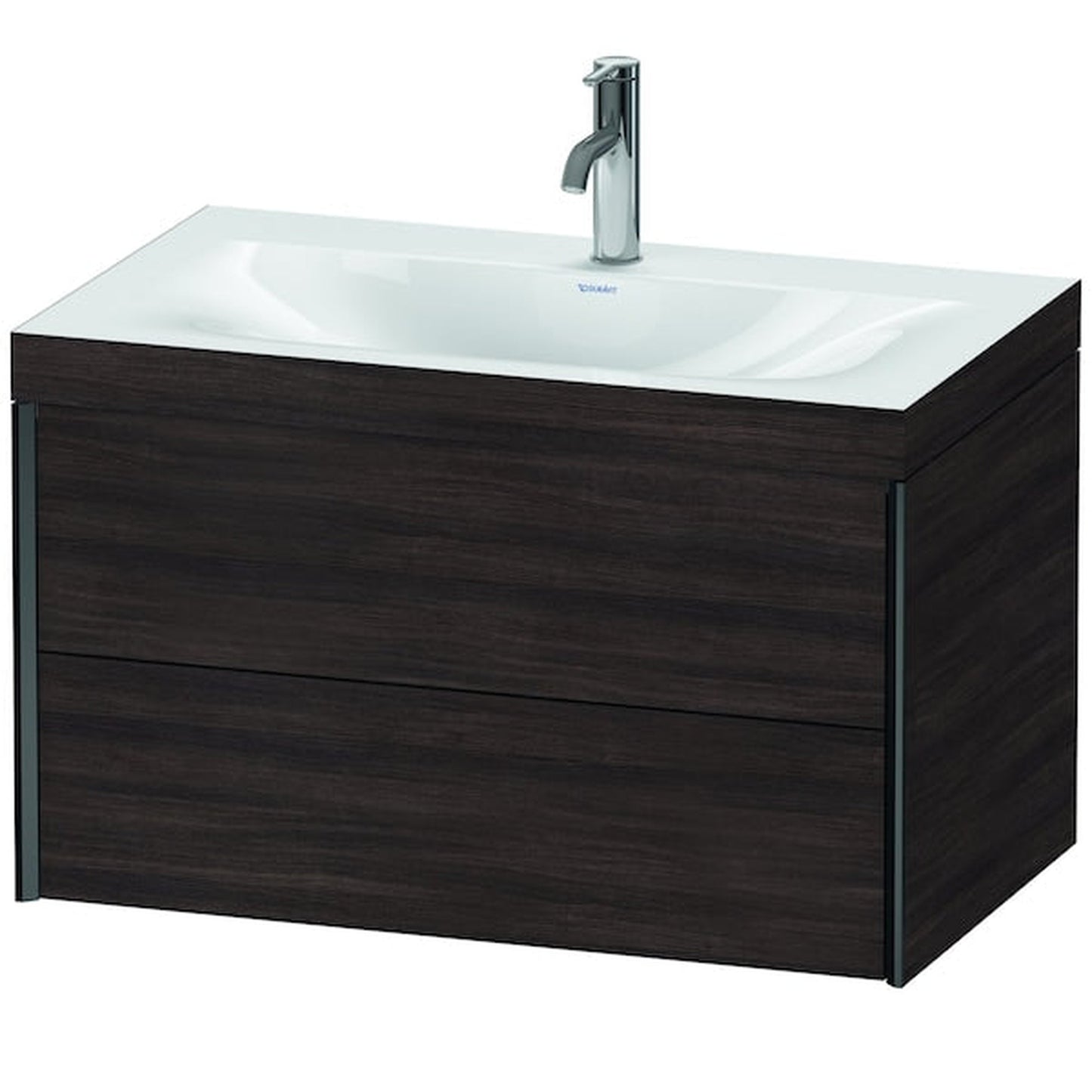 Duravit Xviu 31" x 20" x 19" Two Drawer C-Bonded Wall-Mount Vanity Kit With One Tap Hole, Chestnut Dark (XV4615OB253C)