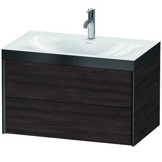 Duravit Xviu 31" x 20" x 19" Two Drawer C-Bonded Wall-Mount Vanity Kit With One Tap Hole, Chestnut Dark (XV4615OB253P)