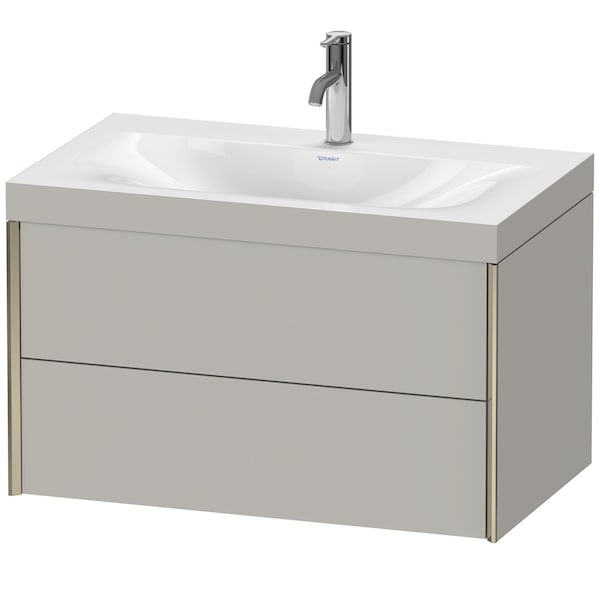 Duravit Xviu 31" x 20" x 19" Two Drawer C-Bonded Wall-Mount Vanity Kit With One Tap Hole, Concrete Gray (XV4615OB107C)