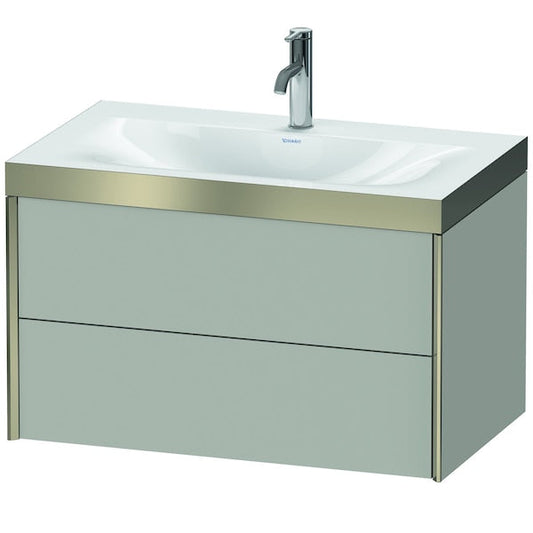 Duravit Xviu 31" x 20" x 19" Two Drawer C-Bonded Wall-Mount Vanity Kit With One Tap Hole, Concrete Gray (XV4615OB107P)