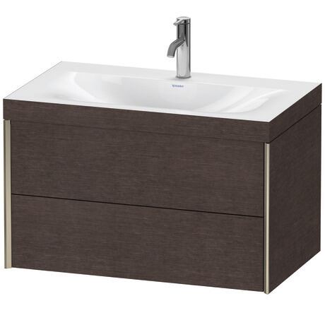 Duravit Xviu 31" x 20" x 19" Two Drawer C-Bonded Wall-Mount Vanity Kit With One Tap Hole, Dark Brushed Oak (XV4615OB172C)