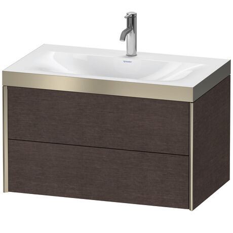 Duravit Xviu 31" x 20" x 19" Two Drawer C-Bonded Wall-Mount Vanity Kit With One Tap Hole, Dark Brushed Oak (XV4615OB172P)