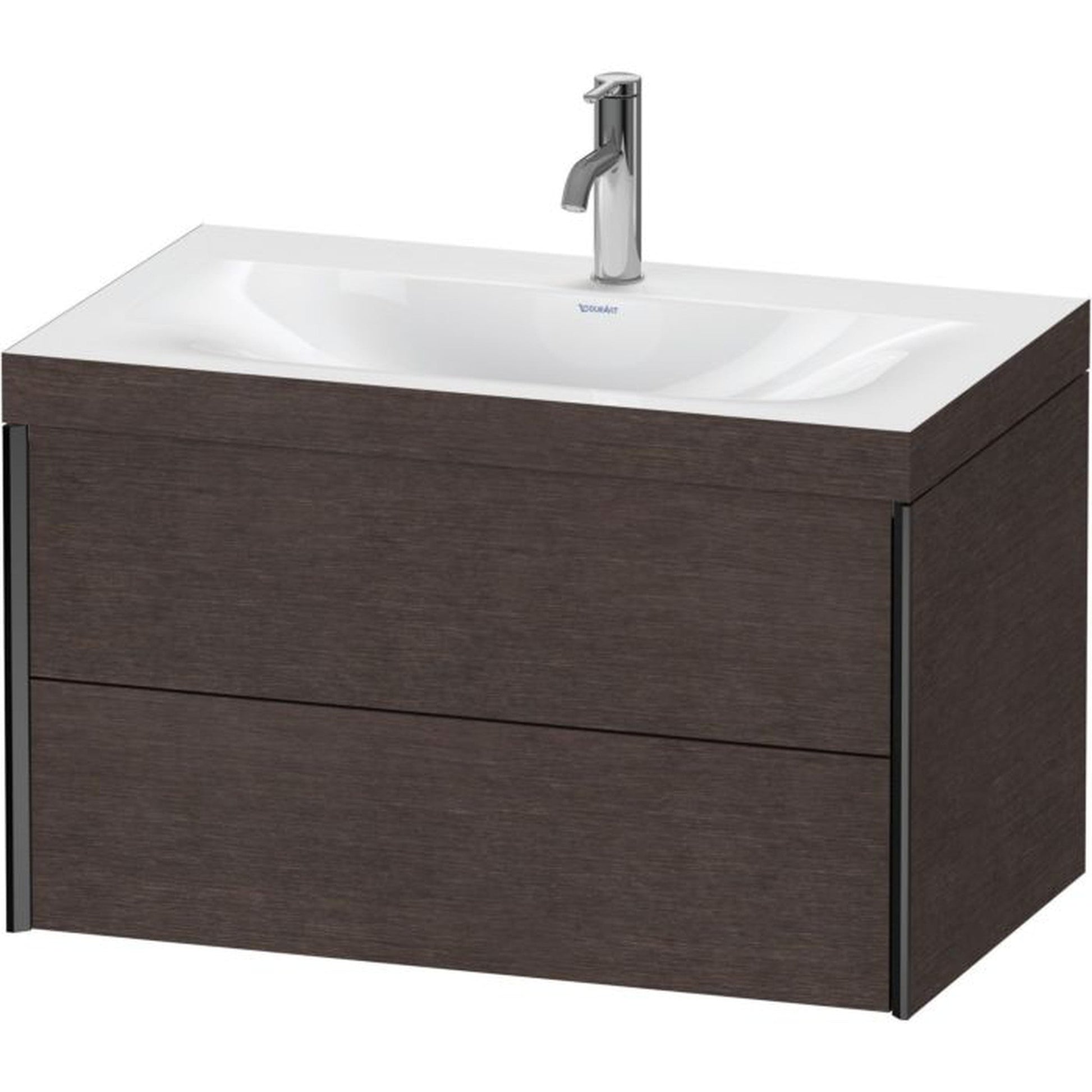 Duravit Xviu 31" x 20" x 19" Two Drawer C-Bonded Wall-Mount Vanity Kit With One Tap Hole, Dark Brushed Oak (XV4615OB272C)