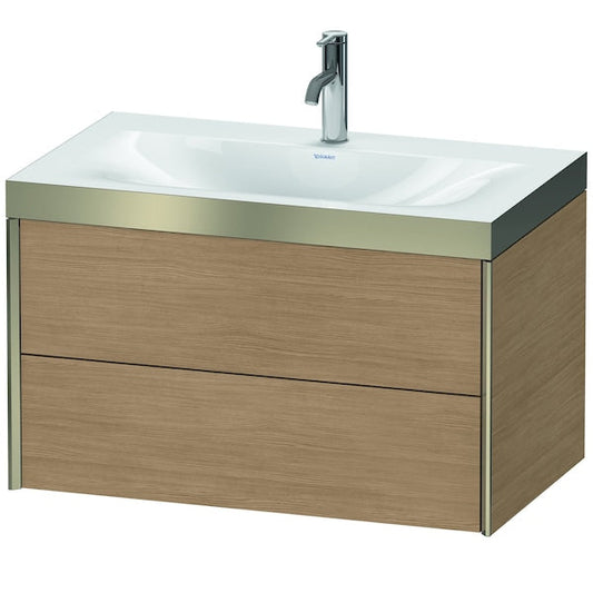 Duravit Xviu 31" x 20" x 19" Two Drawer C-Bonded Wall-Mount Vanity Kit With One Tap Hole, European Oak (XV4615OB152P)