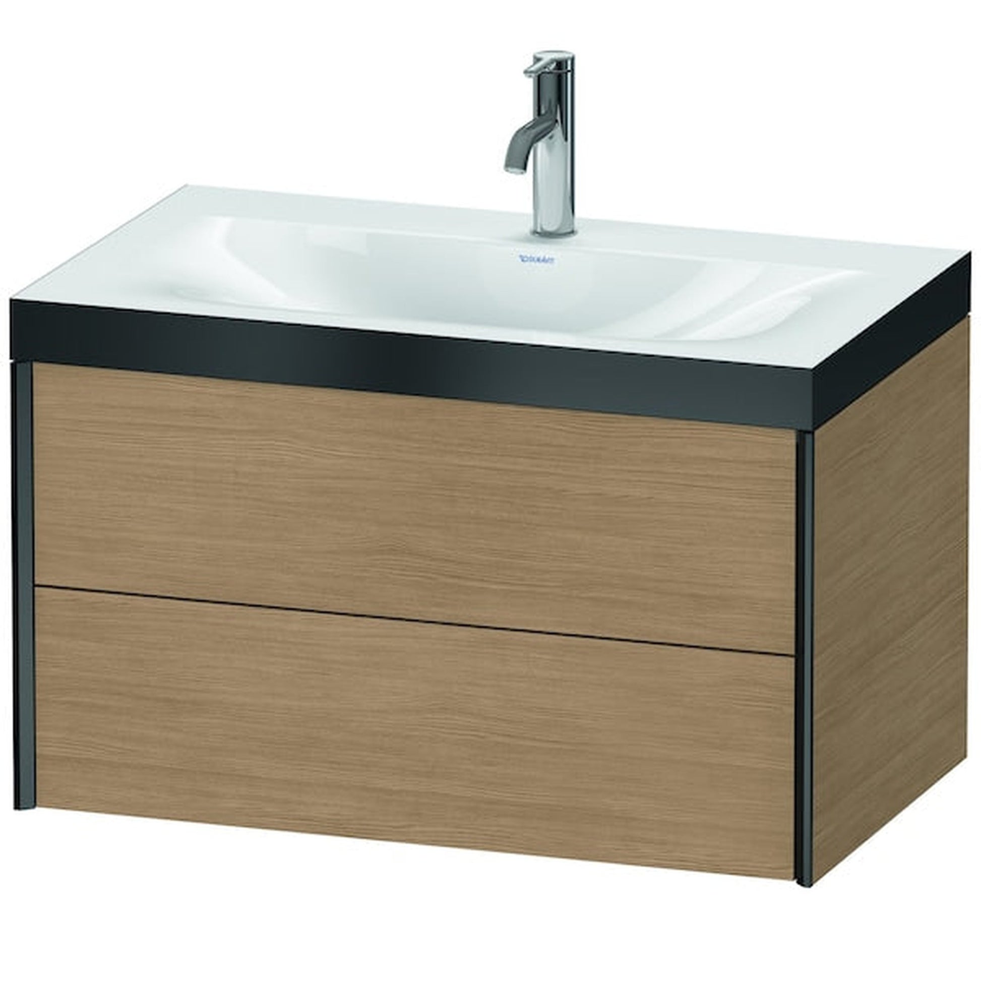 Duravit Xviu 31" x 20" x 19" Two Drawer C-Bonded Wall-Mount Vanity Kit With One Tap Hole, European Oak (XV4615OB252P)