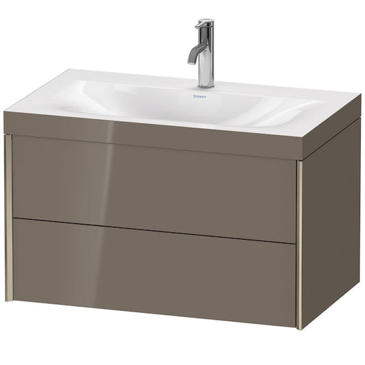 Duravit Xviu 31" x 20" x 19" Two Drawer C-Bonded Wall-Mount Vanity Kit With One Tap Hole, Flannel Gray (XV4615OB189C)