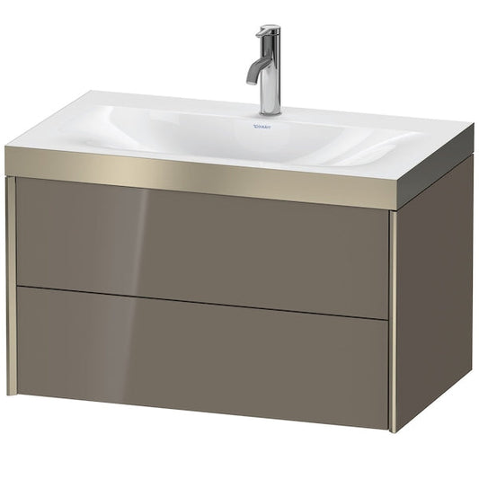 Duravit Xviu 31" x 20" x 19" Two Drawer C-Bonded Wall-Mount Vanity Kit With One Tap Hole, Flannel Gray (XV4615OB189P)