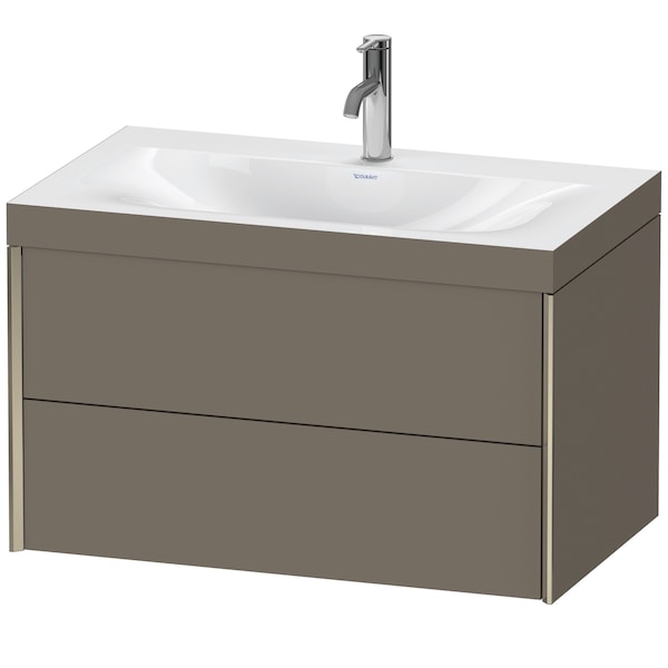 Duravit Xviu 31" x 20" x 19" Two Drawer C-Bonded Wall-Mount Vanity Kit With One Tap Hole, Flannel Gray (XV4615OB190C)