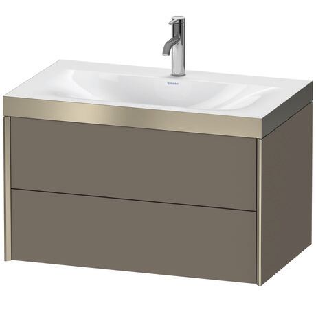 Duravit Xviu 31" x 20" x 19" Two Drawer C-Bonded Wall-Mount Vanity Kit With One Tap Hole, Flannel Gray (XV4615OB190P)