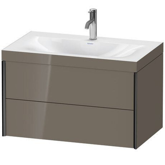 Duravit Xviu 31" x 20" x 19" Two Drawer C-Bonded Wall-Mount Vanity Kit With One Tap Hole, Flannel Gray (XV4615OB289C)