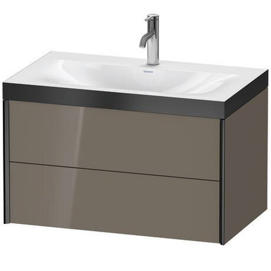Duravit Xviu 31" x 20" x 19" Two Drawer C-Bonded Wall-Mount Vanity Kit With One Tap Hole, Flannel Gray (XV4615OB289P)