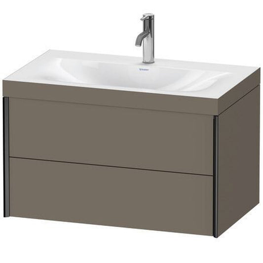 Duravit Xviu 31" x 20" x 19" Two Drawer C-Bonded Wall-Mount Vanity Kit With One Tap Hole, Flannel Gray (XV4615OB290C)