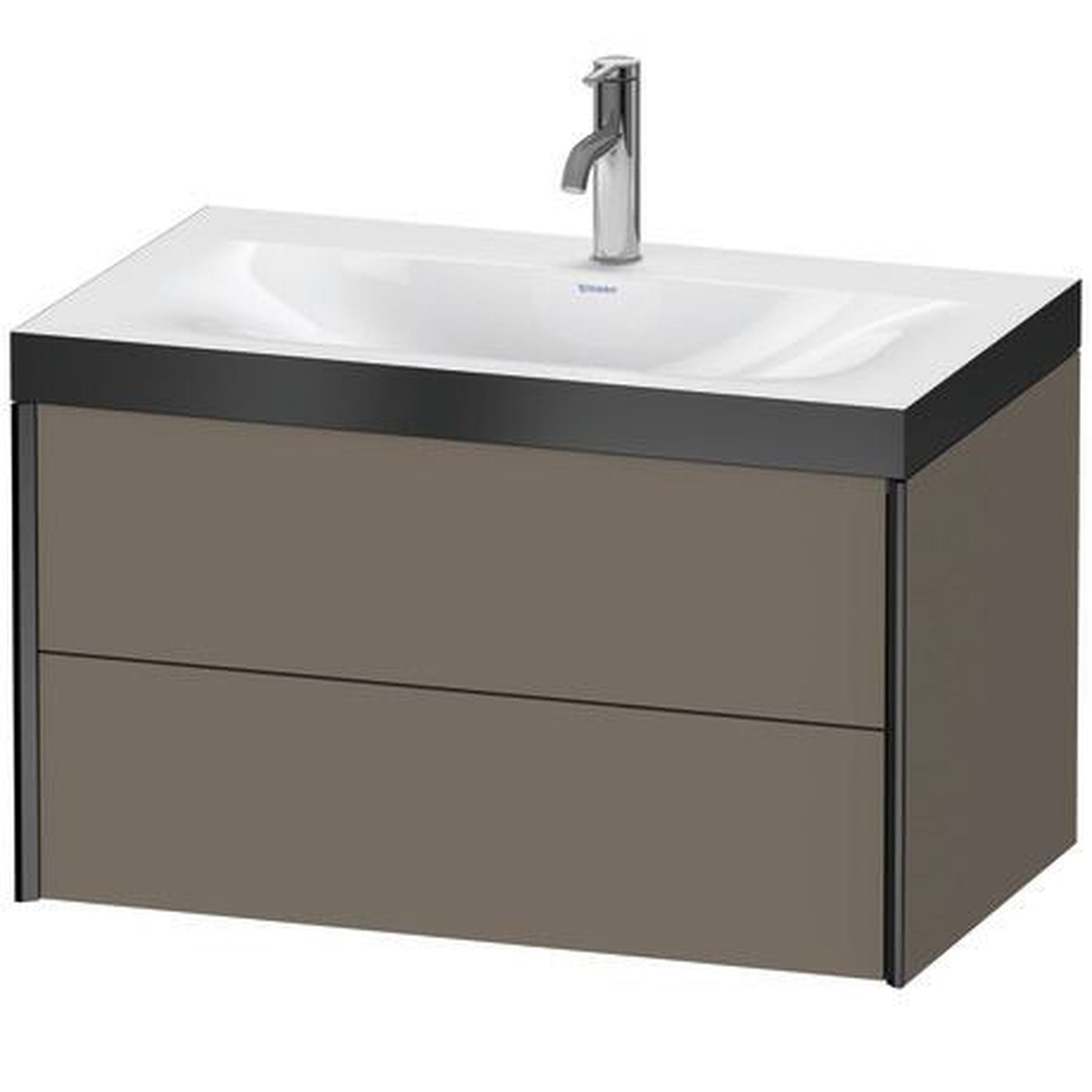 Duravit Xviu 31" x 20" x 19" Two Drawer C-Bonded Wall-Mount Vanity Kit With One Tap Hole, Flannel Gray (XV4615OB290P)