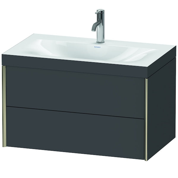 Duravit Xviu 31" x 20" x 19" Two Drawer C-Bonded Wall-Mount Vanity Kit With One Tap Hole, Graphite (XV4615OB149C)