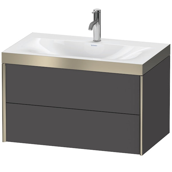 Duravit Xviu 31" x 20" x 19" Two Drawer C-Bonded Wall-Mount Vanity Kit With One Tap Hole, Graphite (XV4615OB149P)