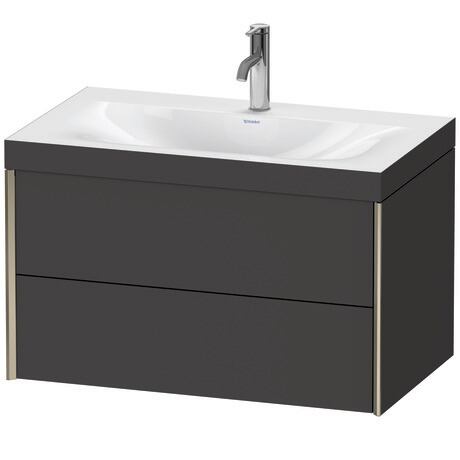 Duravit Xviu 31" x 20" x 19" Two Drawer C-Bonded Wall-Mount Vanity Kit With One Tap Hole, Graphite (XV4615OB180C)