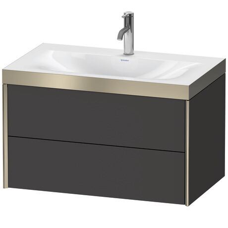 Duravit Xviu 31" x 20" x 19" Two Drawer C-Bonded Wall-Mount Vanity Kit With One Tap Hole, Graphite (XV4615OB180P)