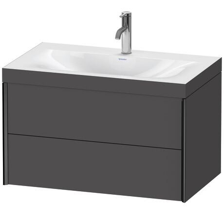 Duravit Xviu 31" x 20" x 19" Two Drawer C-Bonded Wall-Mount Vanity Kit With One Tap Hole, Graphite (XV4615OB249C)