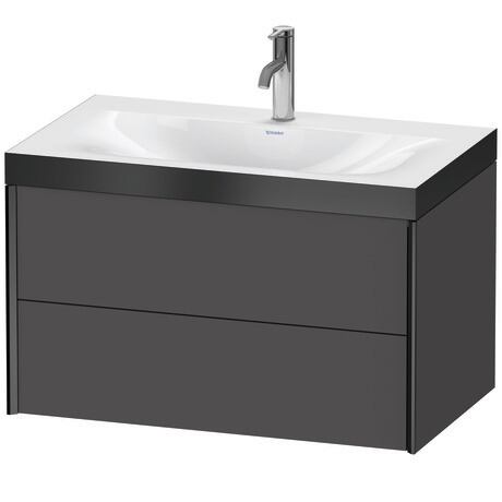 Duravit Xviu 31" x 20" x 19" Two Drawer C-Bonded Wall-Mount Vanity Kit With One Tap Hole, Graphite (XV4615OB249P)