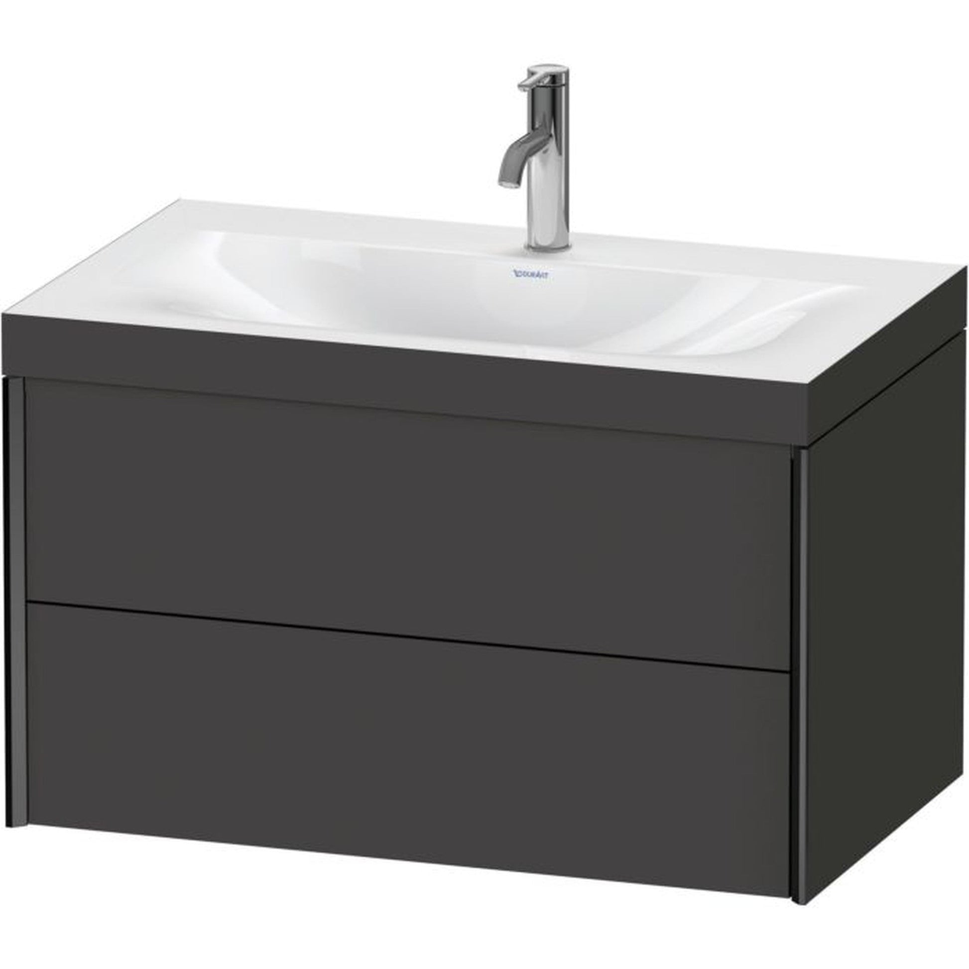 Duravit Xviu 31" x 20" x 19" Two Drawer C-Bonded Wall-Mount Vanity Kit With One Tap Hole, Graphite (XV4615OB280C)