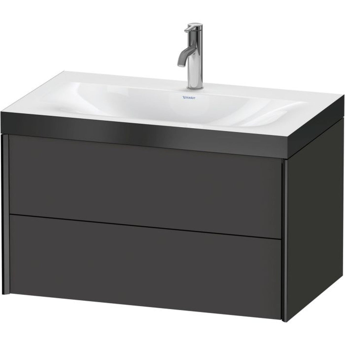 Duravit Xviu 31" x 20" x 19" Two Drawer C-Bonded Wall-Mount Vanity Kit With One Tap Hole, Graphite (XV4615OB280P)