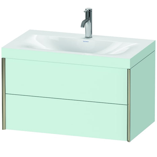 Duravit Xviu 31" x 20" x 19" Two Drawer C-Bonded Wall-Mount Vanity Kit With One Tap Hole, Light Blue (XV4615OB109C)