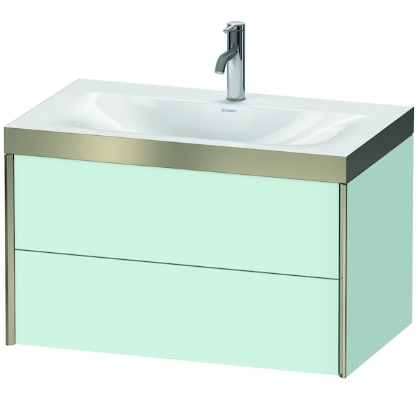 Duravit Xviu 31" x 20" x 19" Two Drawer C-Bonded Wall-Mount Vanity Kit With One Tap Hole, Light Blue (XV4615OB109P)