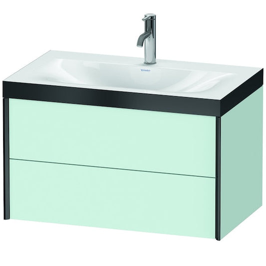 Duravit Xviu 31" x 20" x 19" Two Drawer C-Bonded Wall-Mount Vanity Kit With One Tap Hole, Light Blue (XV4615OB209P)