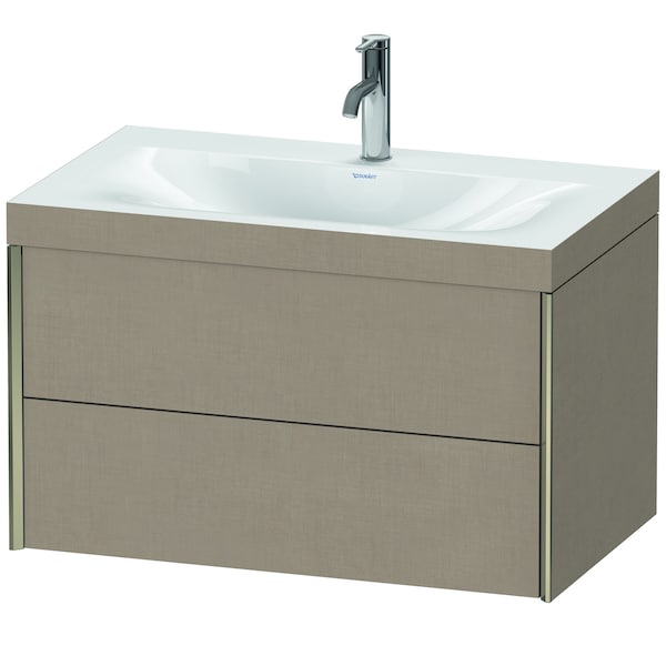 Duravit Xviu 31" x 20" x 19" Two Drawer C-Bonded Wall-Mount Vanity Kit With One Tap Hole, Linen (XV4615OB175C)