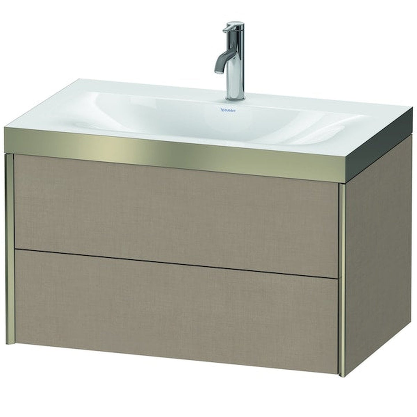 Duravit Xviu 31" x 20" x 19" Two Drawer C-Bonded Wall-Mount Vanity Kit With One Tap Hole, Linen (XV4615OB175P)