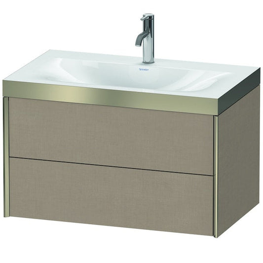 Duravit Xviu 31" x 20" x 19" Two Drawer C-Bonded Wall-Mount Vanity Kit With One Tap Hole, Linen (XV4615OB175P)