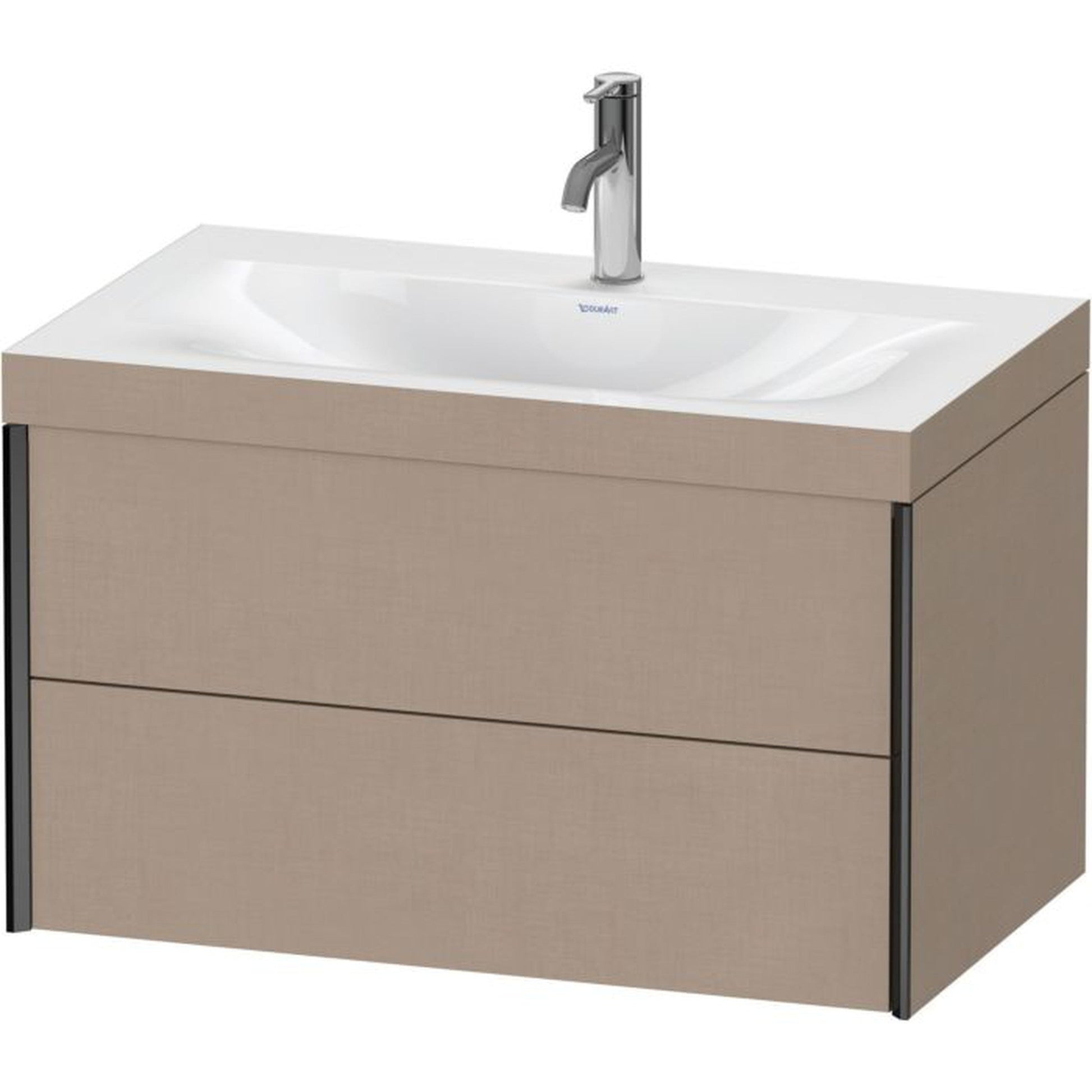 Duravit Xviu 31" x 20" x 19" Two Drawer C-Bonded Wall-Mount Vanity Kit With One Tap Hole, Linen (XV4615OB275C)