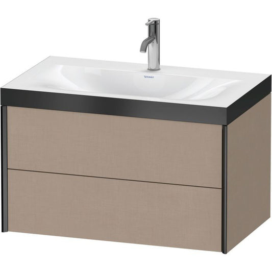 Duravit Xviu 31" x 20" x 19" Two Drawer C-Bonded Wall-Mount Vanity Kit With One Tap Hole, Linen (XV4615OB275P)