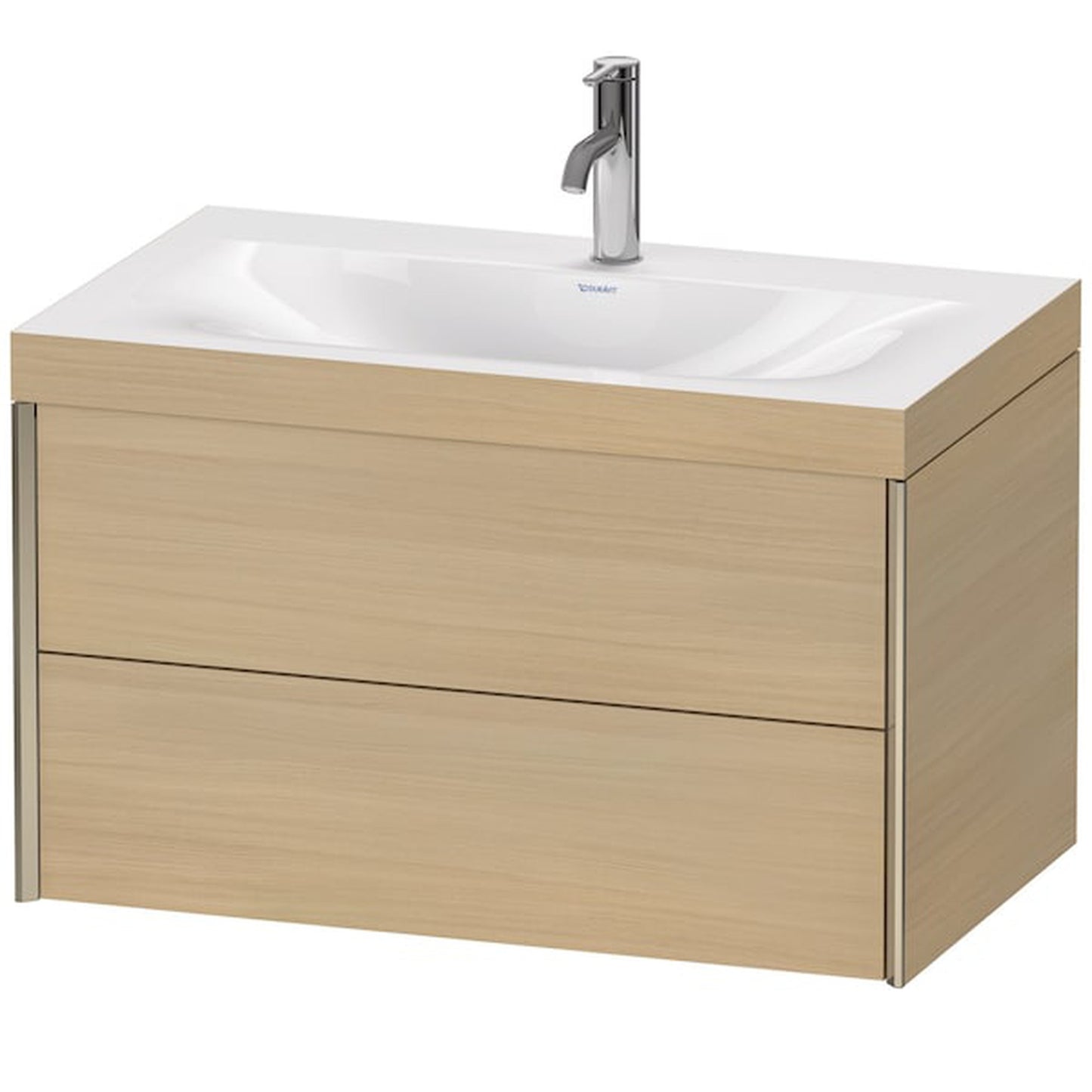 Duravit Xviu 31" x 20" x 19" Two Drawer C-Bonded Wall-Mount Vanity Kit With One Tap Hole, Mediterranean Oak (XV4615OB171C)