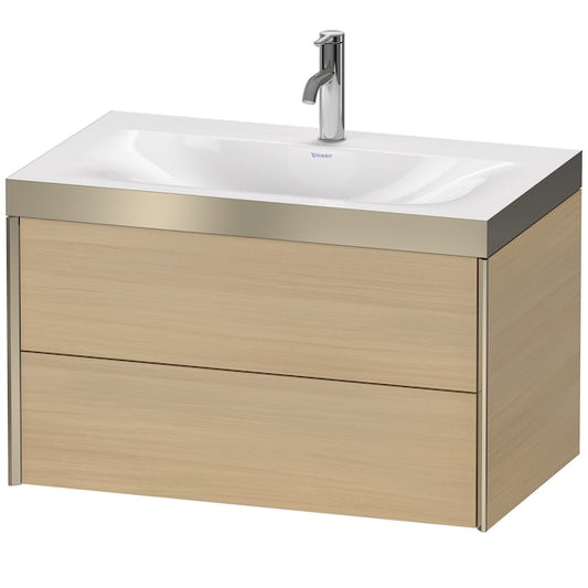 Duravit Xviu 31" x 20" x 19" Two Drawer C-Bonded Wall-Mount Vanity Kit With One Tap Hole, Mediterranean Oak (XV4615OB171P)