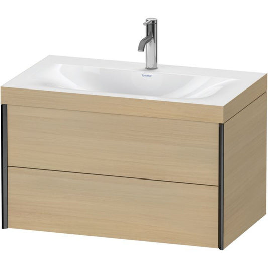 Duravit Xviu 31" x 20" x 19" Two Drawer C-Bonded Wall-Mount Vanity Kit With One Tap Hole, Mediterranean Oak (XV4615OB271C)