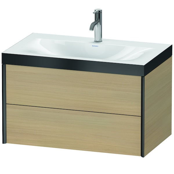 Duravit Xviu 31" x 20" x 19" Two Drawer C-Bonded Wall-Mount Vanity Kit With One Tap Hole, Mediterranean Oak (XV4615OB271P)