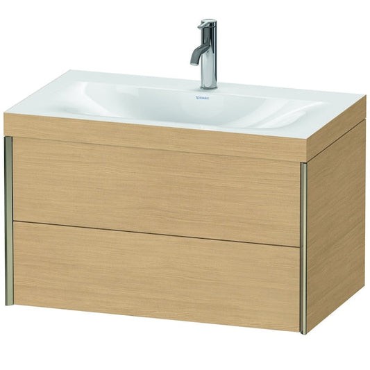 Duravit Xviu 31" x 20" x 19" Two Drawer C-Bonded Wall-Mount Vanity Kit With One Tap Hole, Natural Oak (XV4615OB130C)