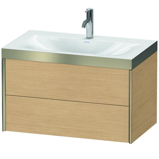 Duravit Xviu 31" x 20" x 19" Two Drawer C-Bonded Wall-Mount Vanity Kit With One Tap Hole, Natural Oak (XV4615OB130P)