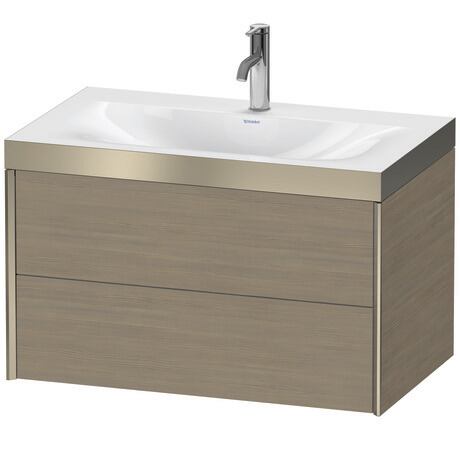 Duravit Xviu 31" x 20" x 19" Two Drawer C-Bonded Wall-Mount Vanity Kit With One Tap Hole, Oak Terra (XV4615OB135P)