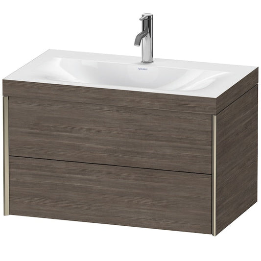 Duravit Xviu 31" x 20" x 19" Two Drawer C-Bonded Wall-Mount Vanity Kit With One Tap Hole, Pine Terra (XV4615OB151C)