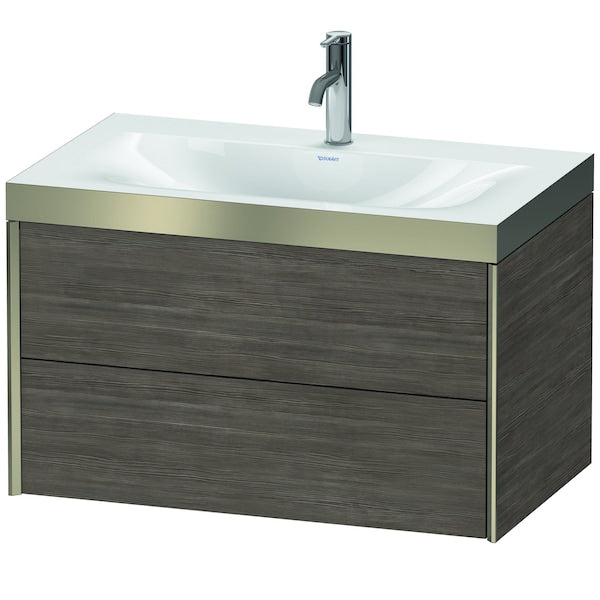 Duravit Xviu 31" x 20" x 19" Two Drawer C-Bonded Wall-Mount Vanity Kit With One Tap Hole, Pine Terra (XV4615OB151P)