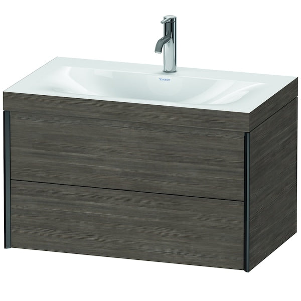 Duravit Xviu 31" x 20" x 19" Two Drawer C-Bonded Wall-Mount Vanity Kit With One Tap Hole, Pine Terra (XV4615OB251C)