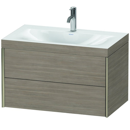 Duravit Xviu 31" x 20" x 19" Two Drawer C-Bonded Wall-Mount Vanity Kit With One Tap Hole, Silver Pine (XV4615OB131C)